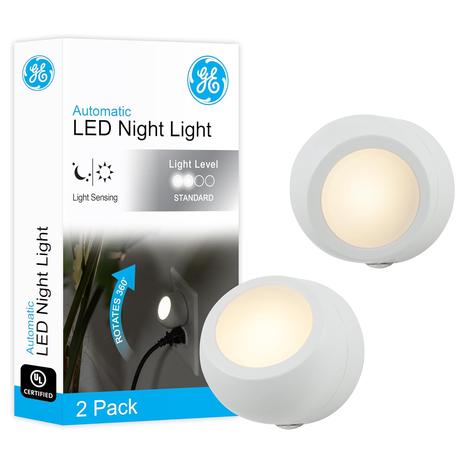 2-Pack GE 360° Rotating LED Night Light w/ Dusk-To-Dawn Sensor