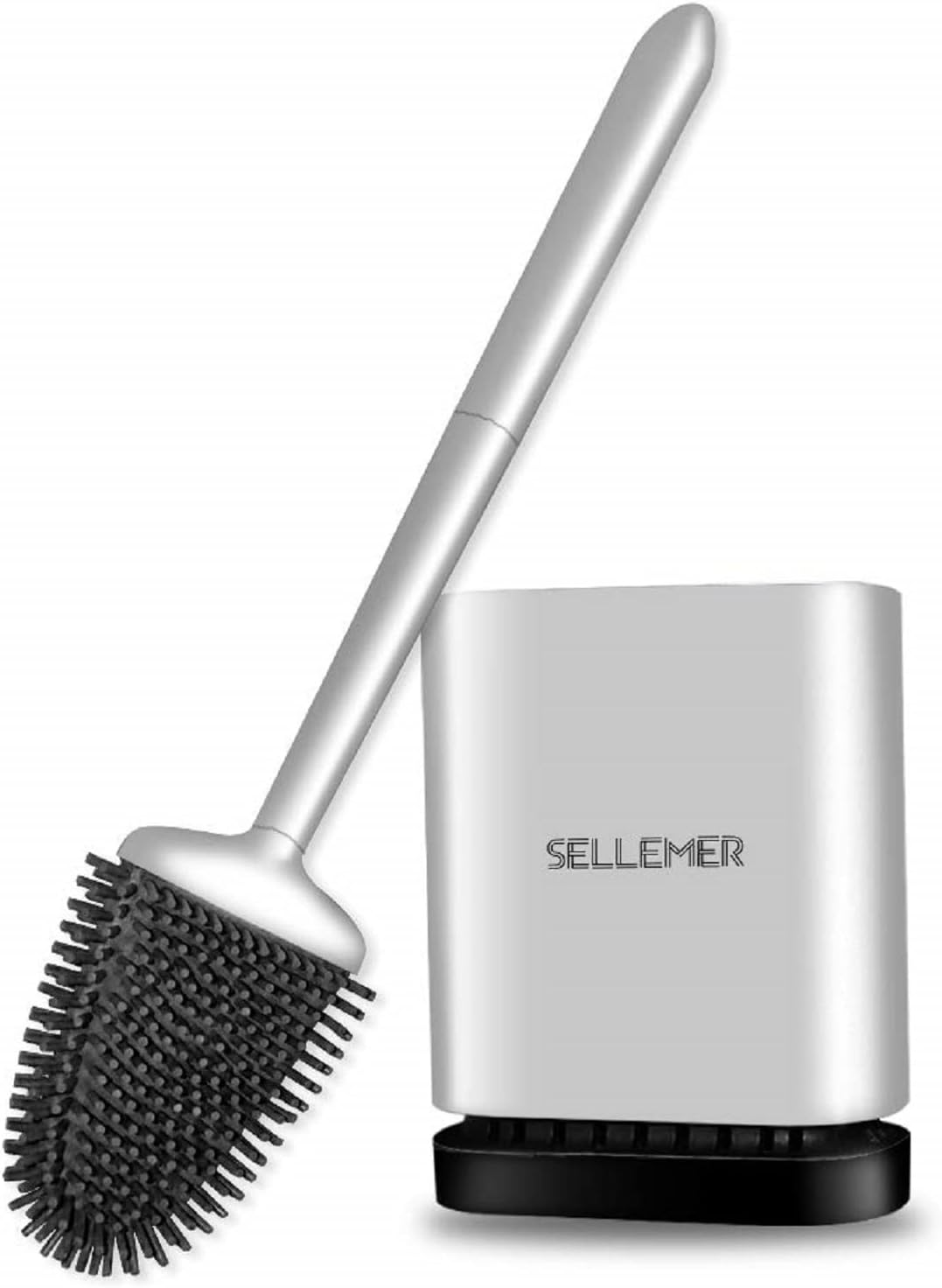 Sellemer TFlexible Toilet Brush & Holder Set w/ Silicone Bristles