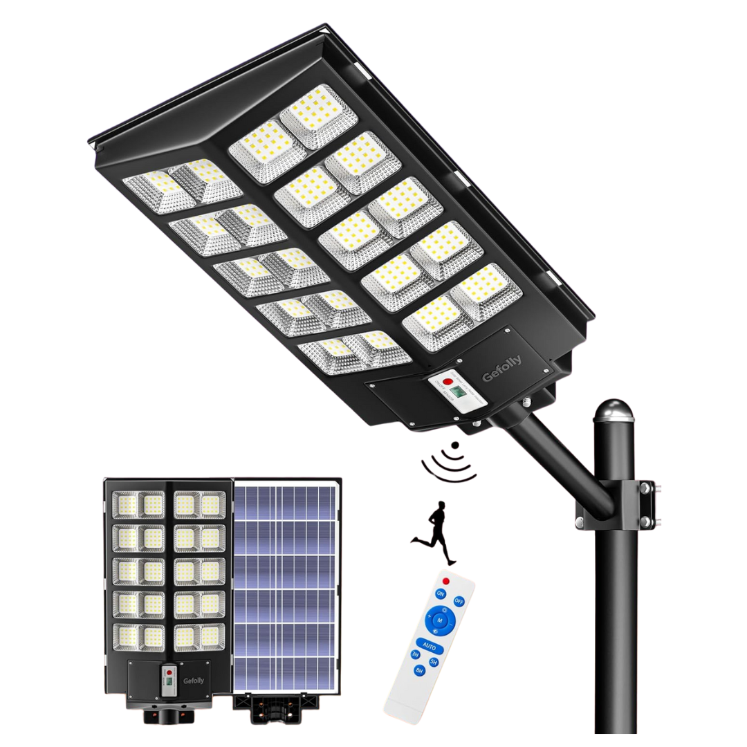 3200W Solar LED Commercial Street Light, 320,000LM, 6500K, Dusk to Dawn, Motion Sensor