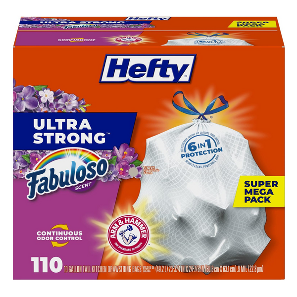 110 Hefty Ultra Strong 13 Gallon Trash Bags