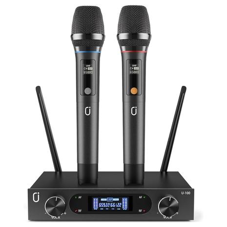 Wireless Dynamic Microphone System Set w/ 2 Mics