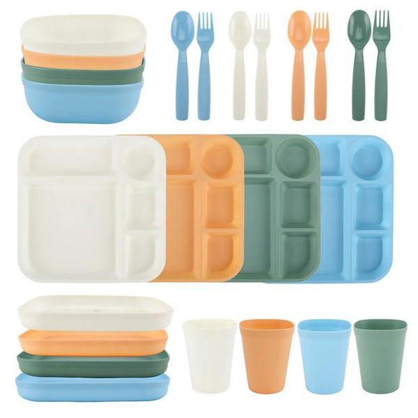 24-Piece Plastic Square Dinnerware Set