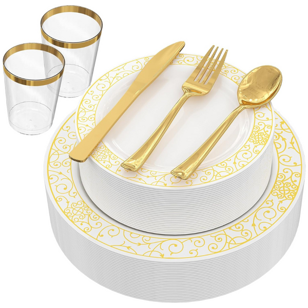 150 Piece Disposable Dinnerware Set