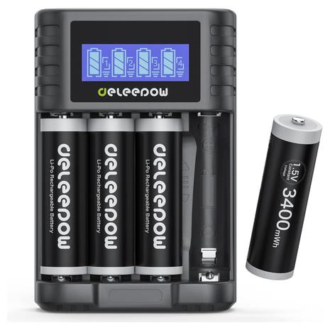 4 AA Rechargeable Batteries & Charger