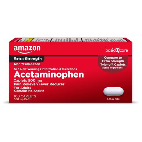 400-Ct Amazon Basic Care Extra Strength Pain Relief Acetaminophen Caplets