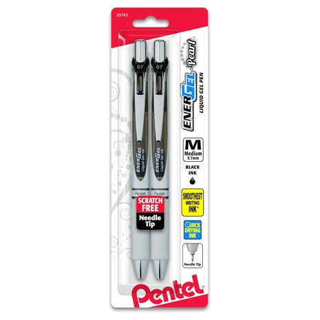 2-Pack 0.7mm Pentel EnerGel Pearl RTX Retractable Liquid Gel Pen