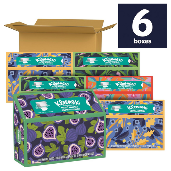 6 Boxes Of Kleenex Expressions Disposable Paper Hand Towels