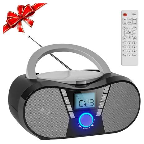 Portable CD Player Boombox w/ Bluetooth & FM Radio