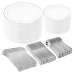 250 Piece Silver Disposable Dinnerware Set