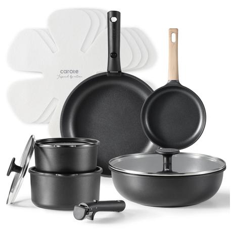 15-Piece Carote Non-Stick Cookware Set w/ Removable Handle