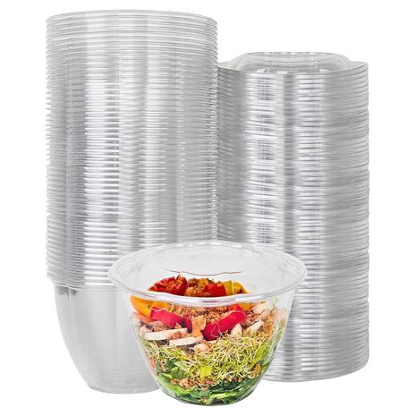 50-Ct 48 oz. Disposable Salad Bowls With Lids