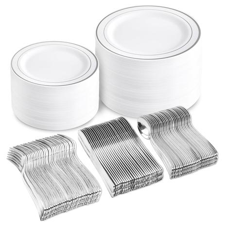 500-Piece Silver Disposable Dinnerware Set