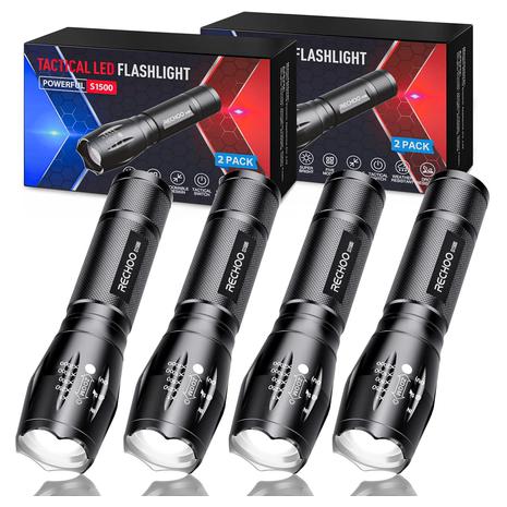 4-Pack Bright Zoomable LED Flashlights w/ 5 Modes