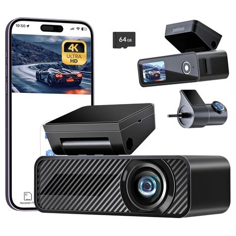 Duo 4K Dash Cam Front and 1080P Rear w/ 64GB SD Card