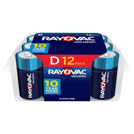 12 Rayovac Alkaline D Cell Batteries