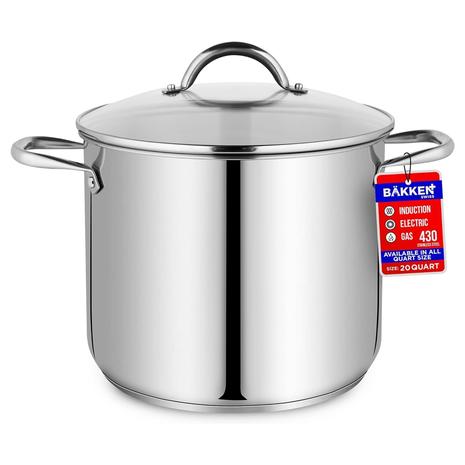 20 Qt Stainless Steel Stockpot w/Tempered Glass Lid