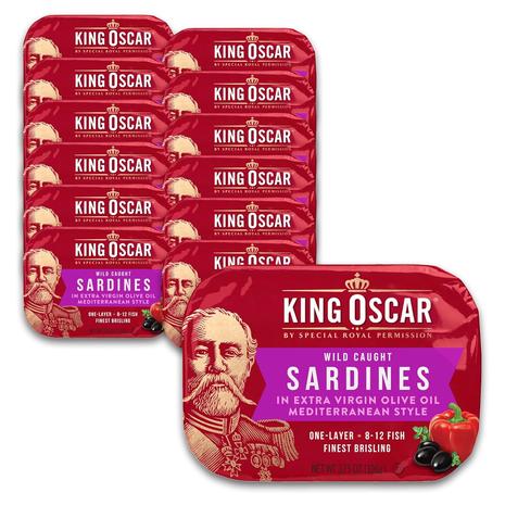 12 Cans King Oscar Wild Caught Sardines In Extra Virgin Olive Oil