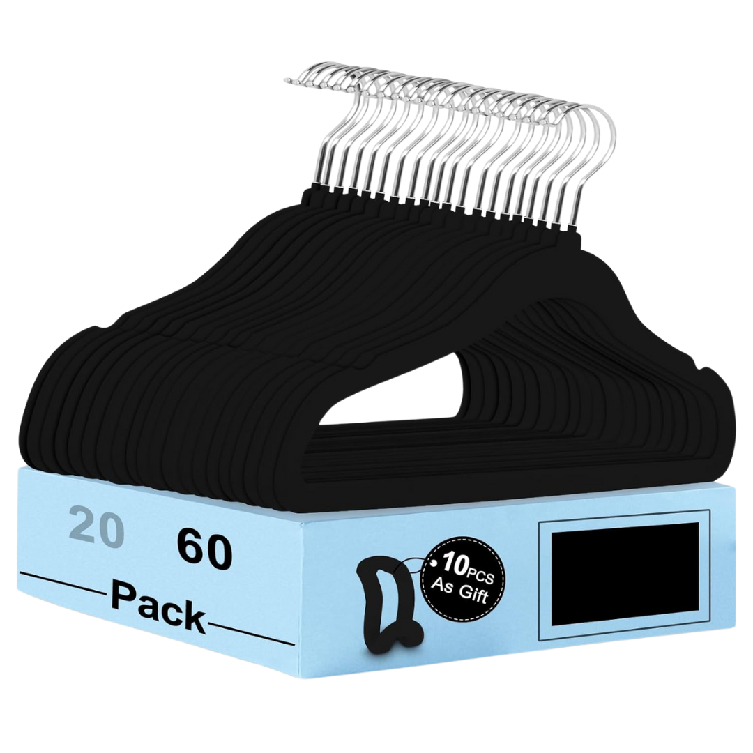 60-Pack Kids Velvet Hangers