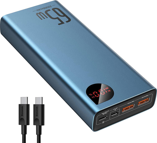 Baseus 65W 20000mAh 3-Port USB-C & USB-A Portable Power Bank