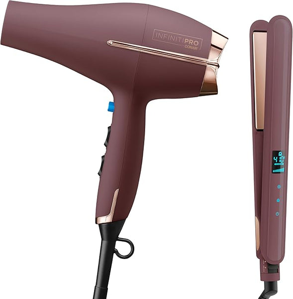 Conair Infinitipro Hair Dryer W/Diffuser + Conair Double Ceramic 1" Digital Flat Iron