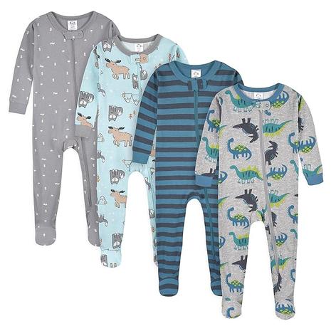 4-Pack Gerber Baby Boy's Footed Pajamas