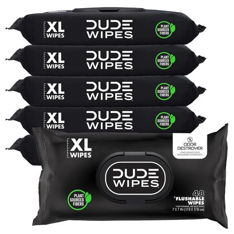 6-Pack Dude XL Clean Scent Flushable Wipes