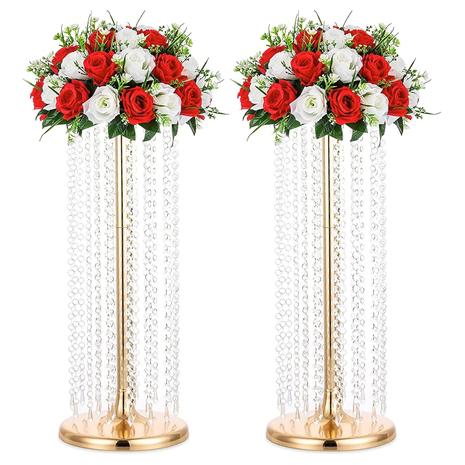 2-Pack 27" Flower Stand Centerpiece w/ Acrylic Crystal