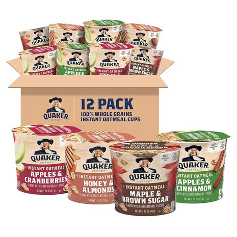 12-Pack Quaker Instant Oatmeal Variety Pack Express Cups (OU-D)