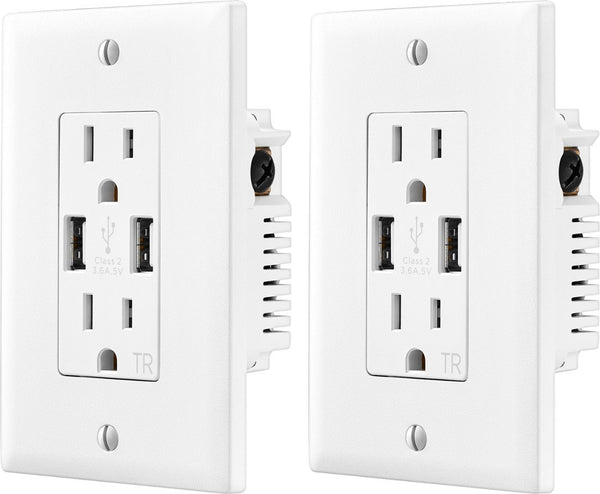 2-Pack Insignia 2-Outlet In-Wall Outlet With 2 USB Ports