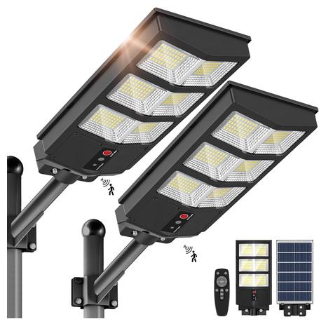 2-Pack Solar Wide Angle 6500K Street Light w/ Remote Control