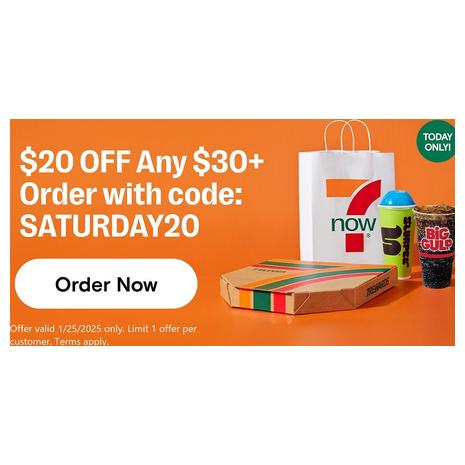 Get $20 Off Any $30 Order From 7/11!