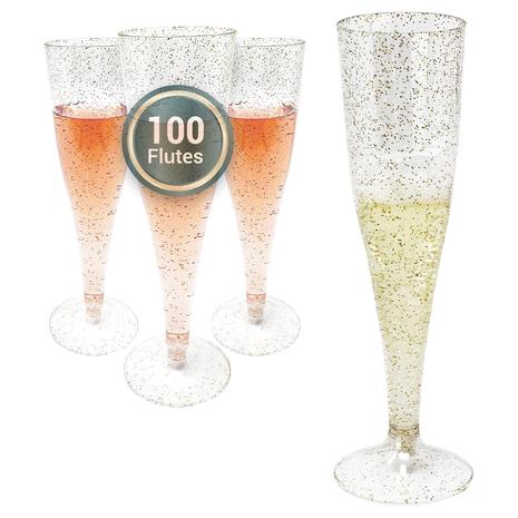 100 Glitter Champagne Flutes