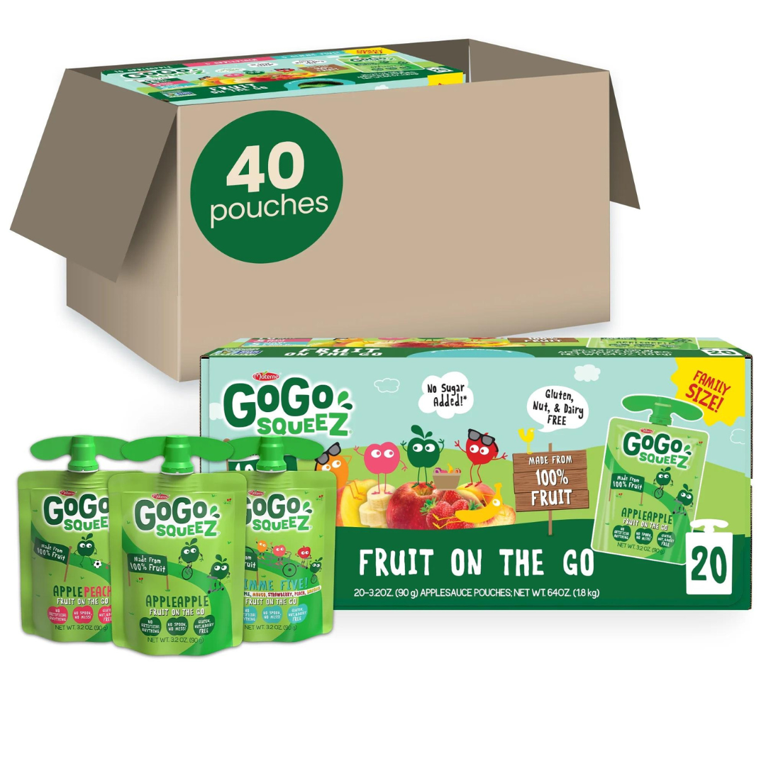 40 GoGo Squeez Fruit On The Go Snack Pouches (OU)