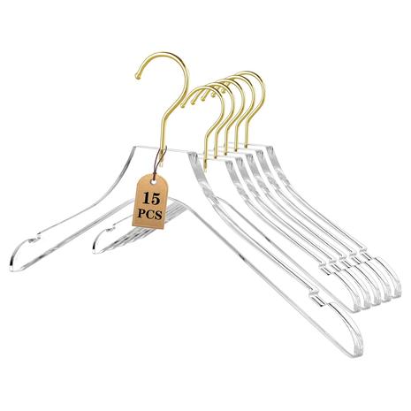 15 Pack Acrylic Hangers with Gold