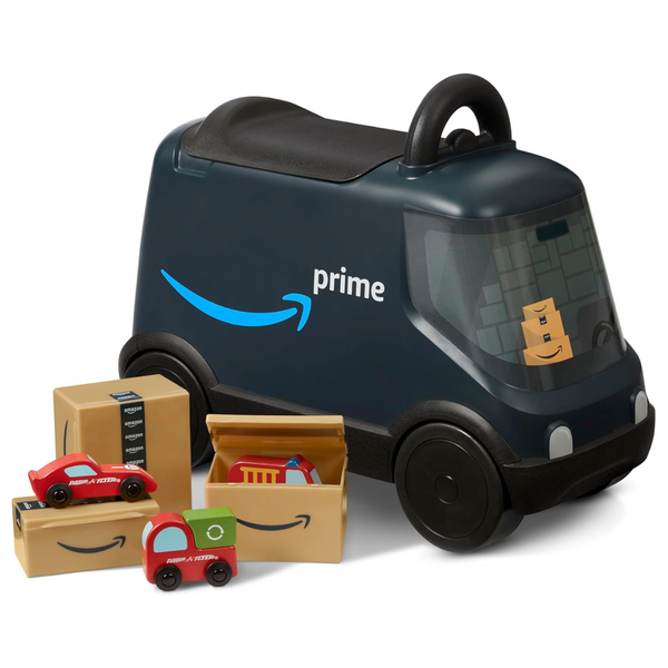 Pre-Order The Radio Flyer Amazon Delivery Van Ride On Toy With Packaged Wooden Toy Cars