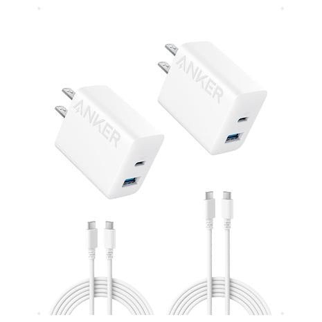 2-Pack Anker 20W Fast Wall Charger & USB-C Cables