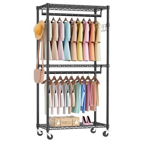 Portable Rolling Garment Rack w/ Wheels