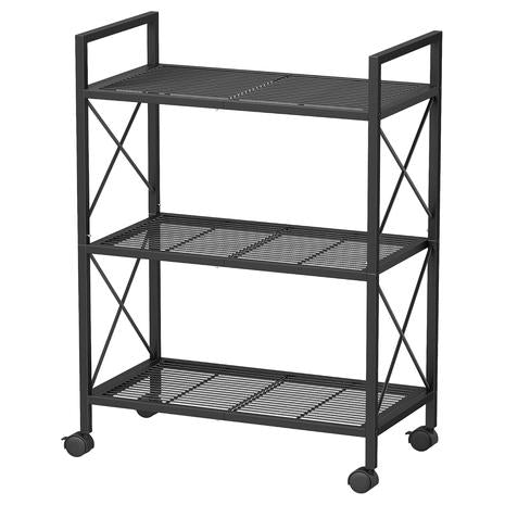 3-Tier Metal Mesh Storage Rack w/ Wheels