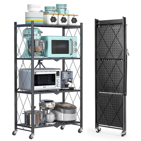 4-Tier Metal Foldable Storage Shelves Rack