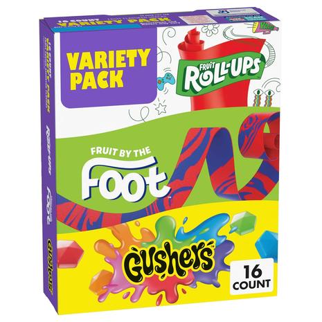 16-Count Fruit by the Foot Roll-Ups Gushers Snacks (Variety Pack)