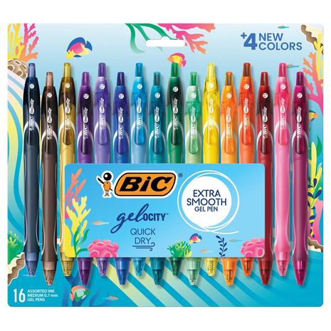 16-Count BIC Gelocity Quick Dry Ocean Themed Gel Pens (0.7mm)