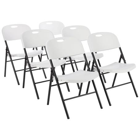 6 White Folding Chairs