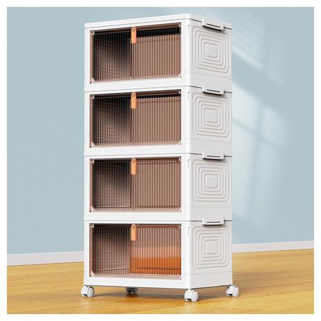 4-Tier Stackable Storage Containers w/ Wheels & Lid