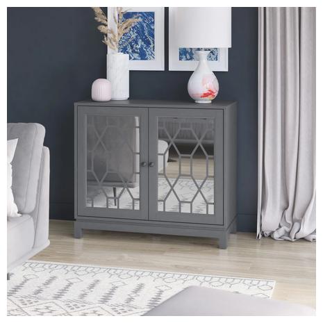 Accent Cabinet With Mirrored Doors & USB Charging Ports