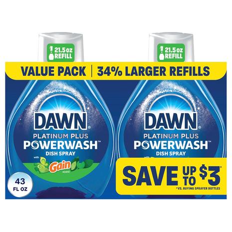 2-Pack Dawn Platinum Plus Powerwash Dish Spray Soap Refills