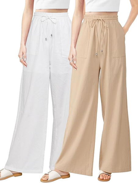 2 Pack Women's Cotton Palazzo Pants