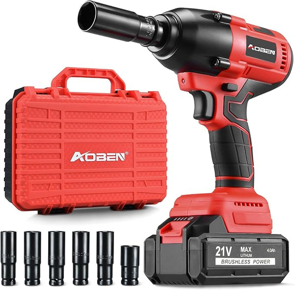 AOBEN Cordless Impact Wrench 1/2 Inch Power Gun Kit