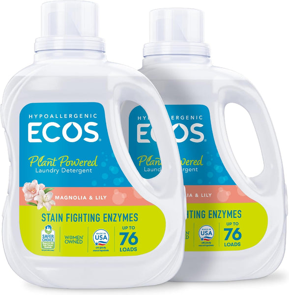 ECOS Laundry Detergent Liquid With Enzymes – Plant-Powered Hypoallergenic Laundry Soap (70 Fl Oz, Pack Of 2)