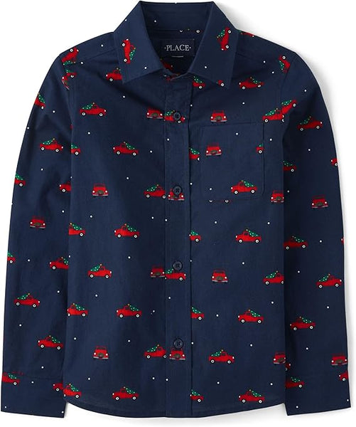 The Children's Place Boys' Long Sleeve Poplin Button Up Shirt