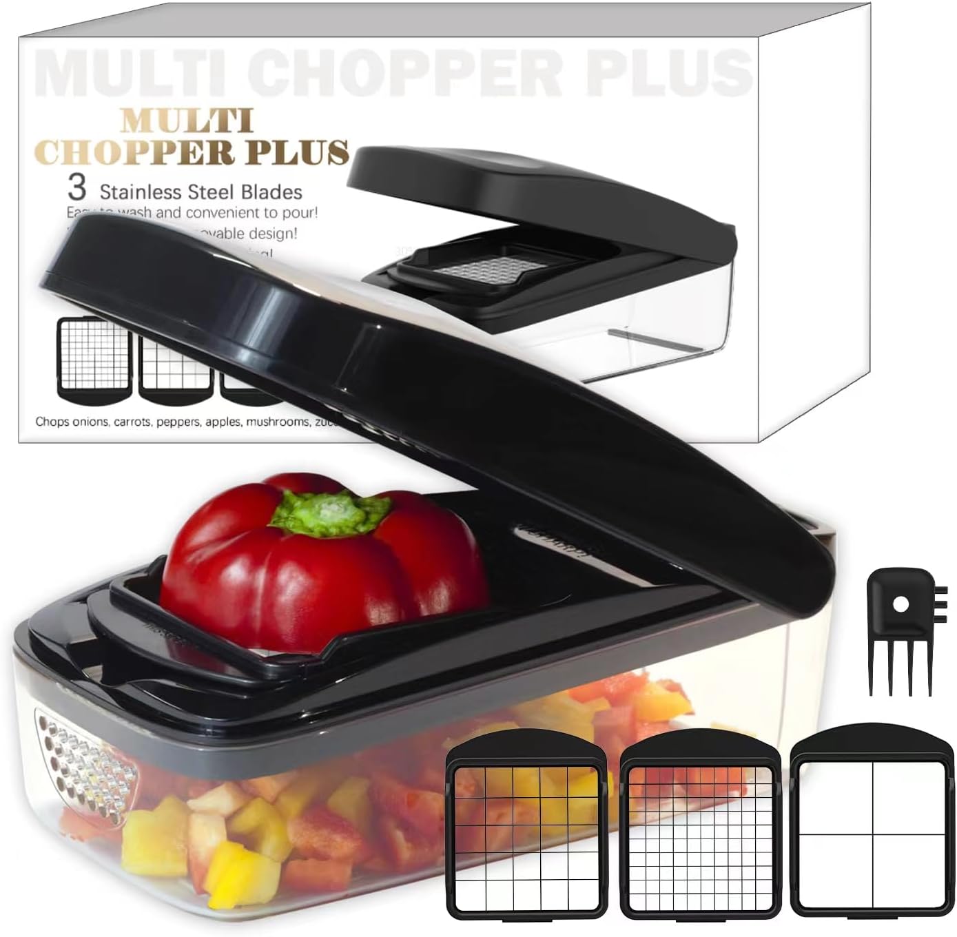 Food Vegetable Chopper W/ Container, Mandoline Slicer & Potatoe Dicer